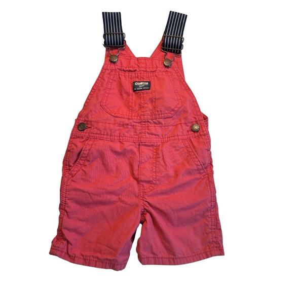 OshKosh B'gosh 2T Toddler Overalls Shortalls Vestbak Carpenter EUC - Picture 1 of 8